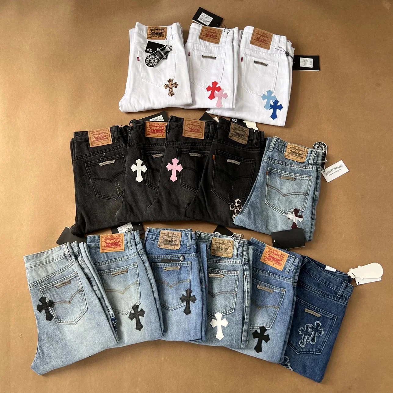 Chrome Hearts x Levi's 501 Cross-Embroidered Denim Jeans - 5