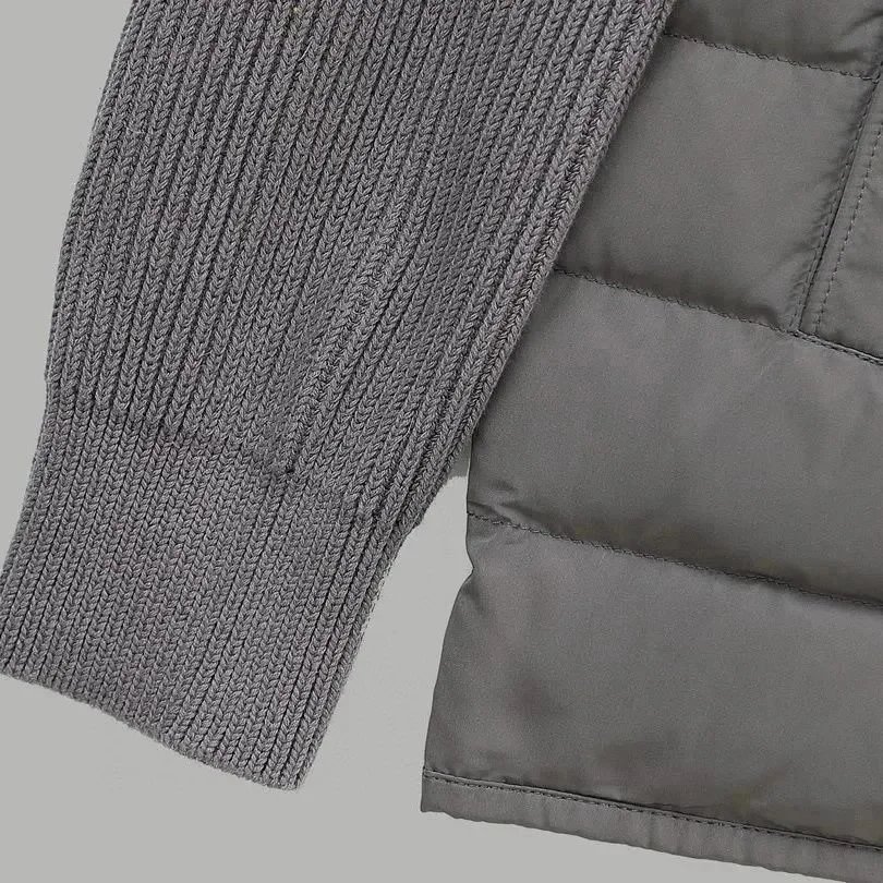 Moncler Hybrid Knit-Panel Down Jacket Beige Outerwear - 10