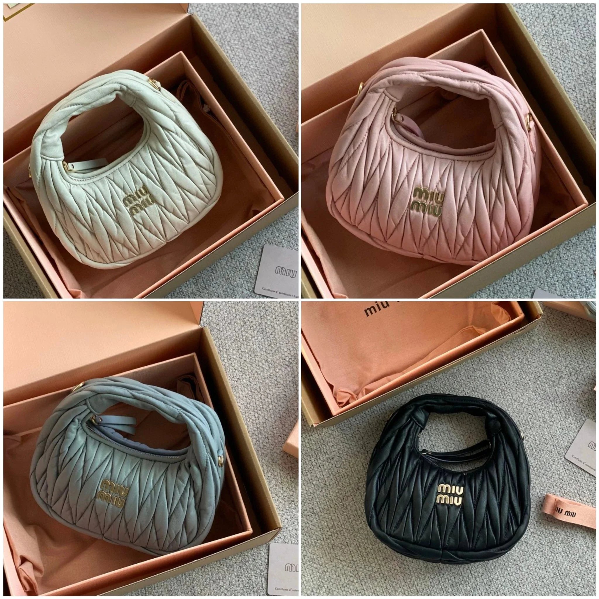 【原单特价】迷你Hobo褶皱腋下包单肩斜挎手提包羊皮手拎包女包 - 132612