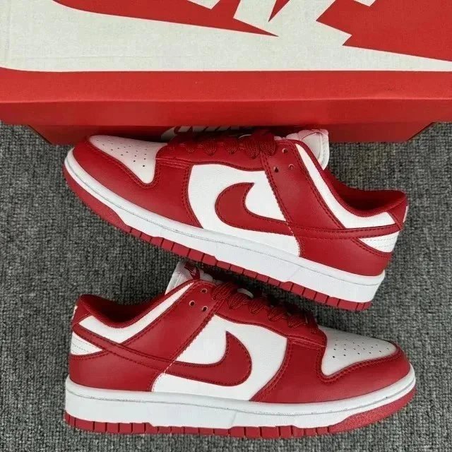 Nike Dunk Low Burgundy and White Sneakers - 8