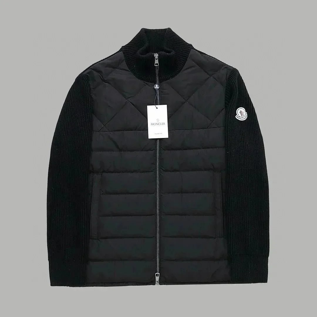 Moncler Hybrid Knit-Panel Down Jacket Beige Outerwear - 2