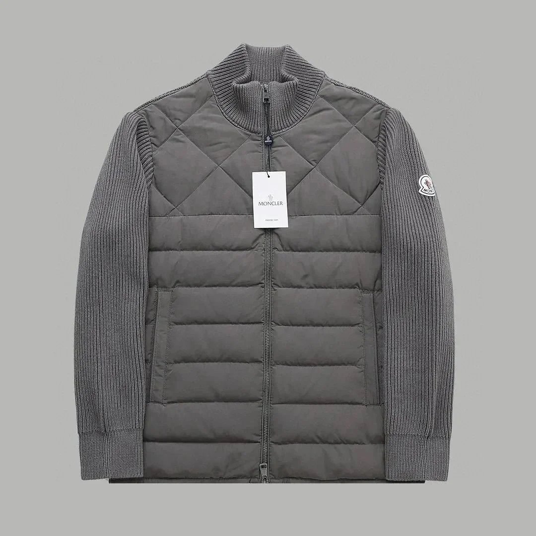 Moncler Hybrid Knit-Panel Down Jacket Beige Outerwear - 4