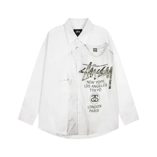 Stussy Checkered Long-Sleeve Shirt Beige - 10