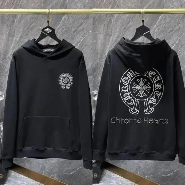 Chrome Hearts Logo Embroidered Black Hoodie - 1