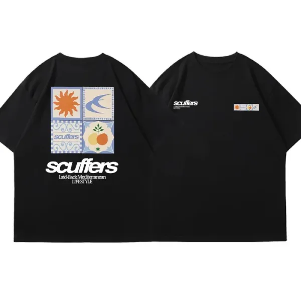 Design Scuffers Laid-Back Mediterranean Lifestyle T-Shirt Black T-Shirts - 1