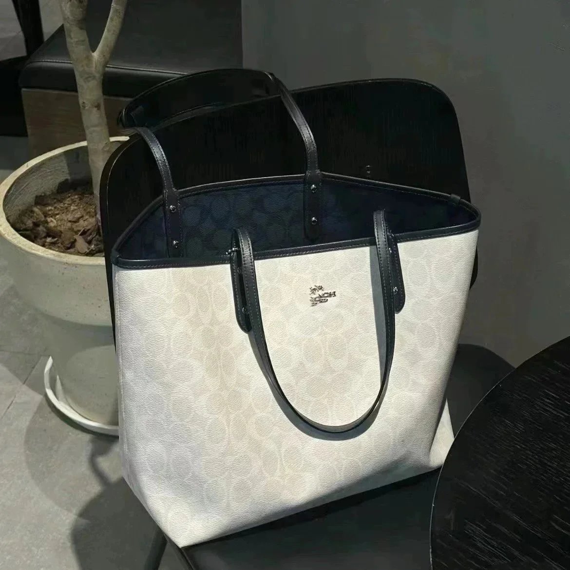 Coach City Tote Beige Signature Leather Tote Bag - 8