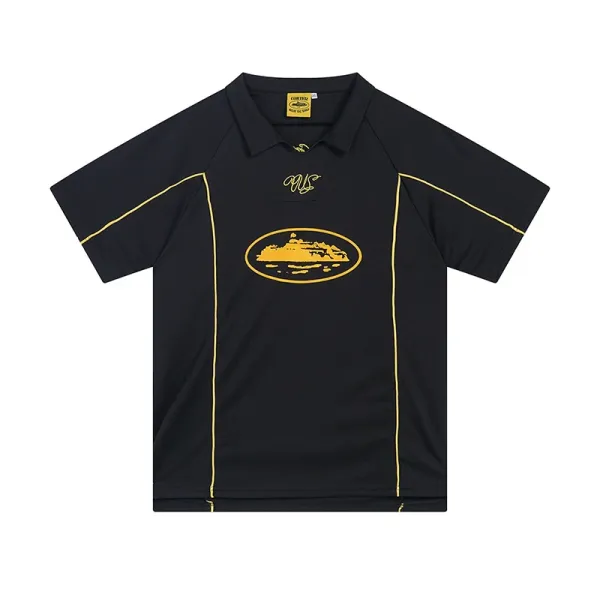 Corteiz Polo Shirt Black with Gold Embroidery - 1