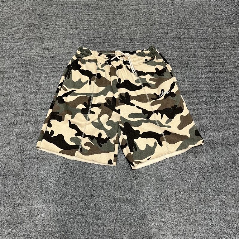 Camouflage Print Drawstring Waist Shorts