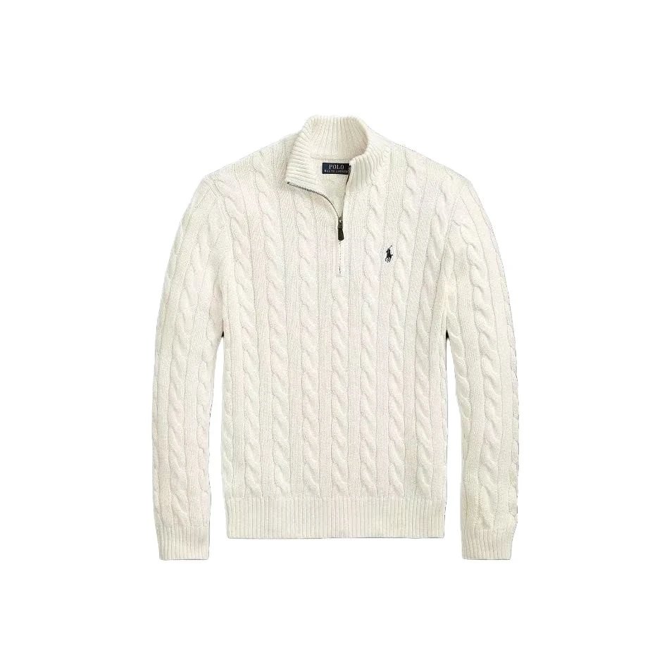 Cable Knit Sweater with Stand-Up Collar