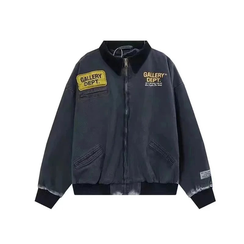 Gallery Dept Vintage Washed Letter Patch Zip Bomber Jacket