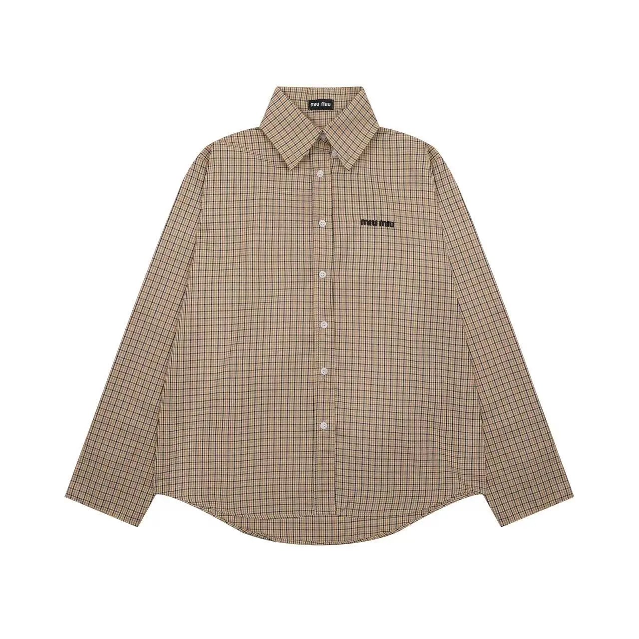 Miu Miu Blue White Checkered Button-Down Shirt