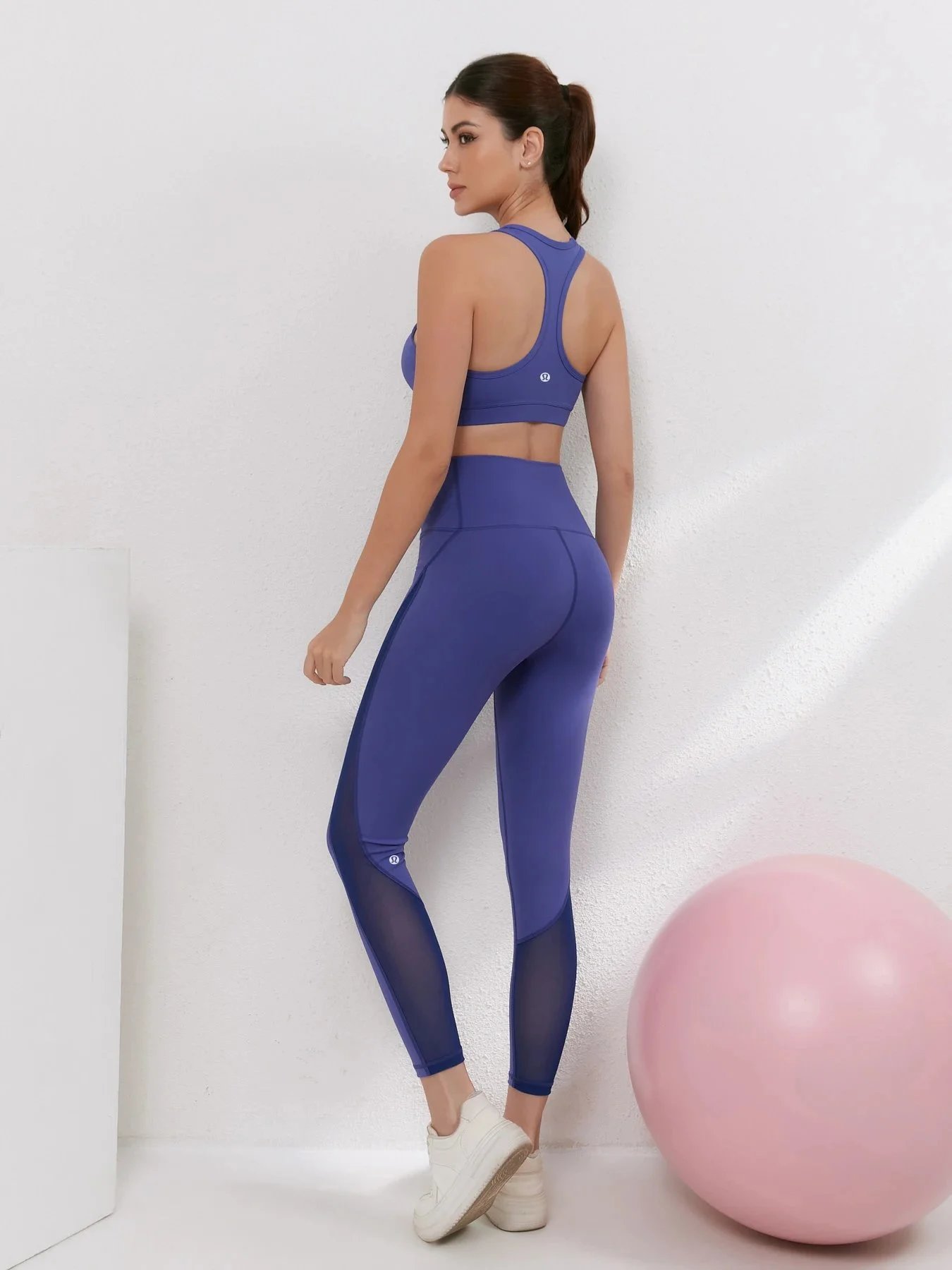 lululemon Matching Sets Racerback Sports Bra and Mesh-Panel Leggings Set — Color blue