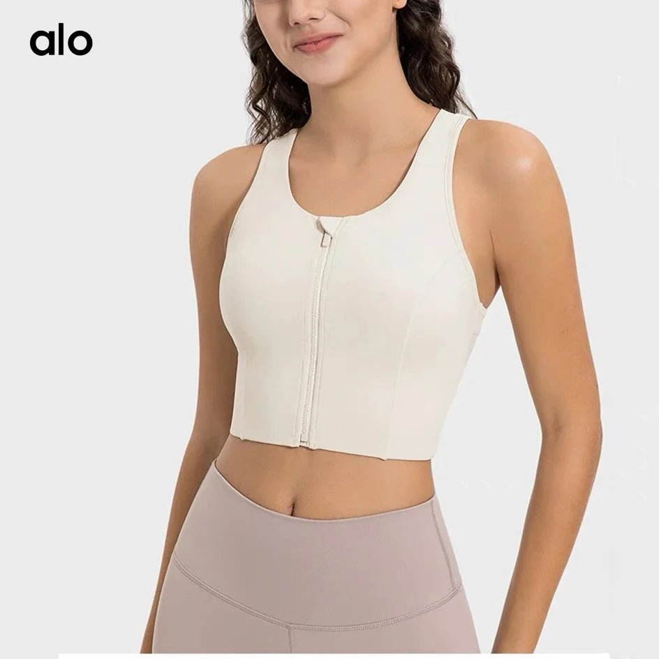 Alo Underwear Zip-Front Mesh Racerback Sports Bra image 2