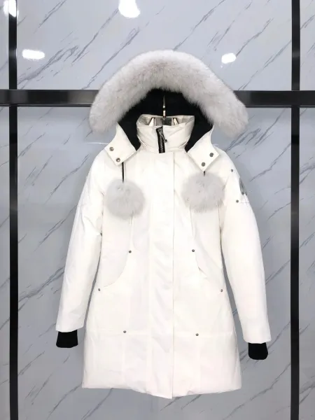 Moncler Maya Down Jacket White with Fur Trim - 35