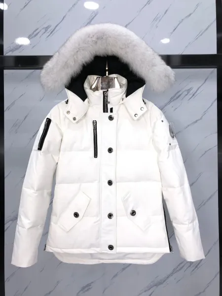 Moncler Maya Down Jacket White with Fur Trim - 30