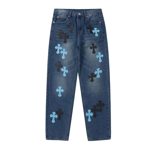 Unbranded Jeans Straight-leg with cross patches and graphic print product detail image 25