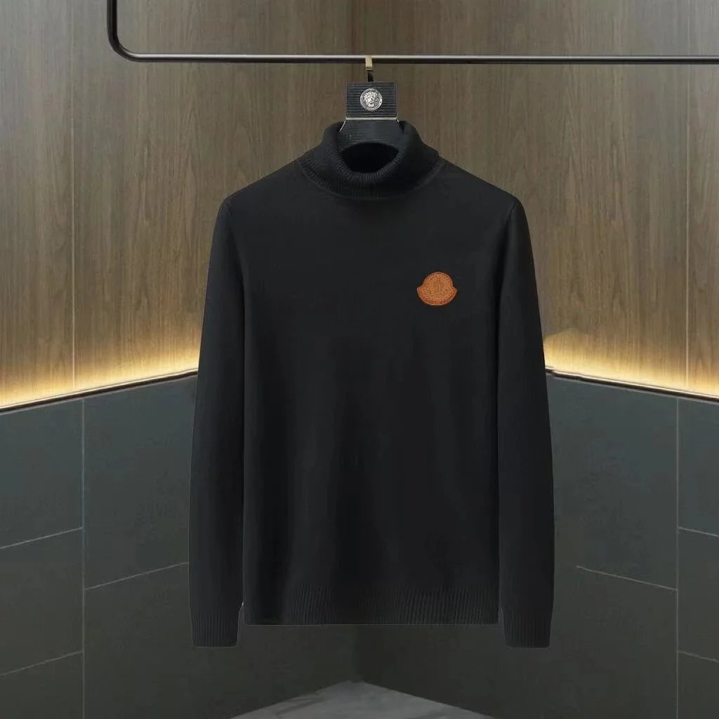 Moncler Knitwear Turtleneck logo-patch knit sweater — 0515001ZX