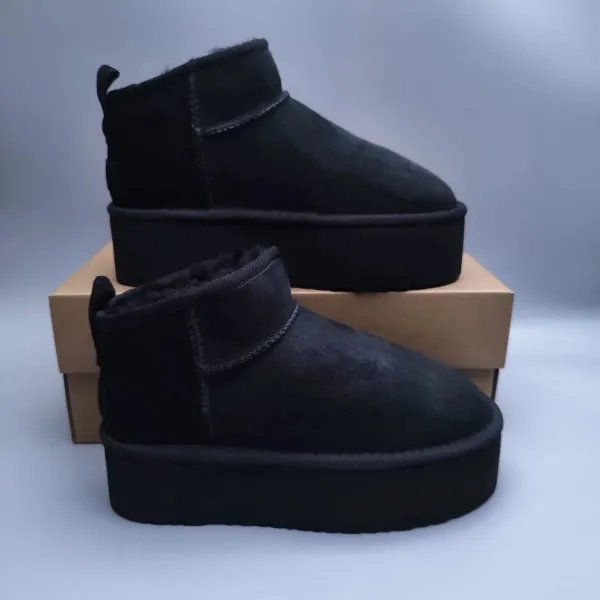 UGG Mini Platform Black Suede Snow Boots - 1