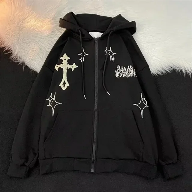 Jenseyo Hoodies & Sweatshirts ALBB Zip-Up Hooded Graphic Sweatshirt product detail image 2
