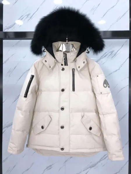 Moncler Maya Down Jacket White with Fur Trim - 22