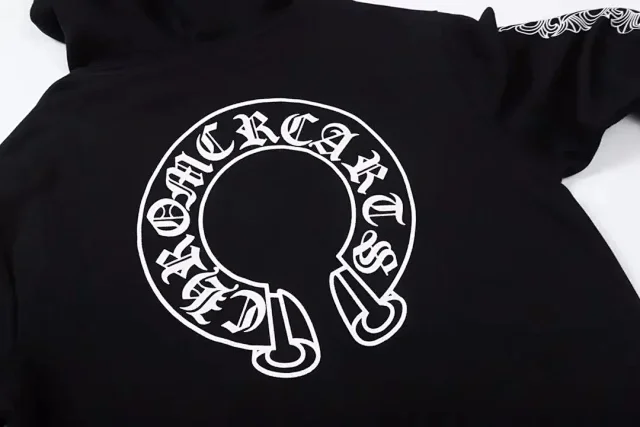 Chrome Hearts Hoodies & Sweatshirts Graphic hooded sweatshirt with cross, horseshoe, and paint-splatter designs product detail image 9