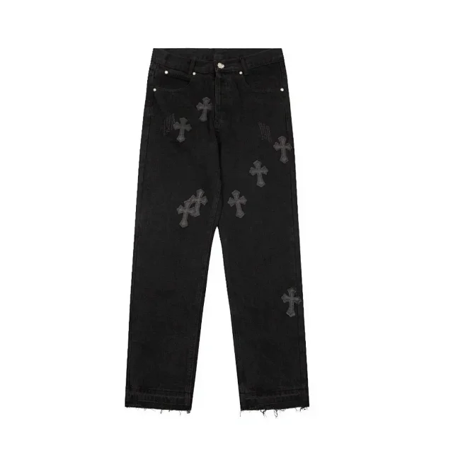 Unbranded Jeans Straight-leg with cross patches and graphic print product detail image 12
