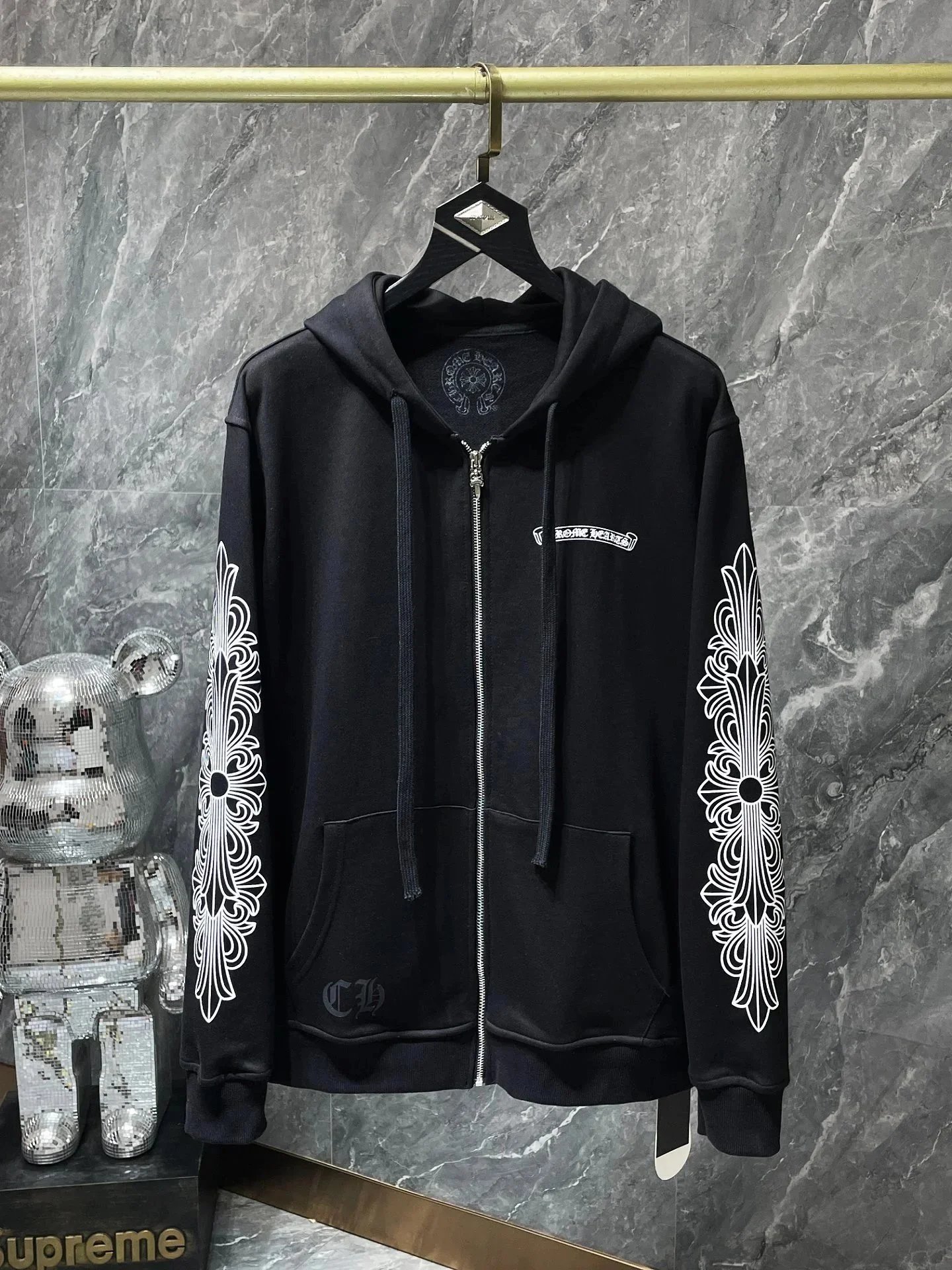 Chrome Hearts Hoodies & Sweatshirts Graphic hooded sweatshirt with cross, horseshoe, and paint-splatter designs — CH-63