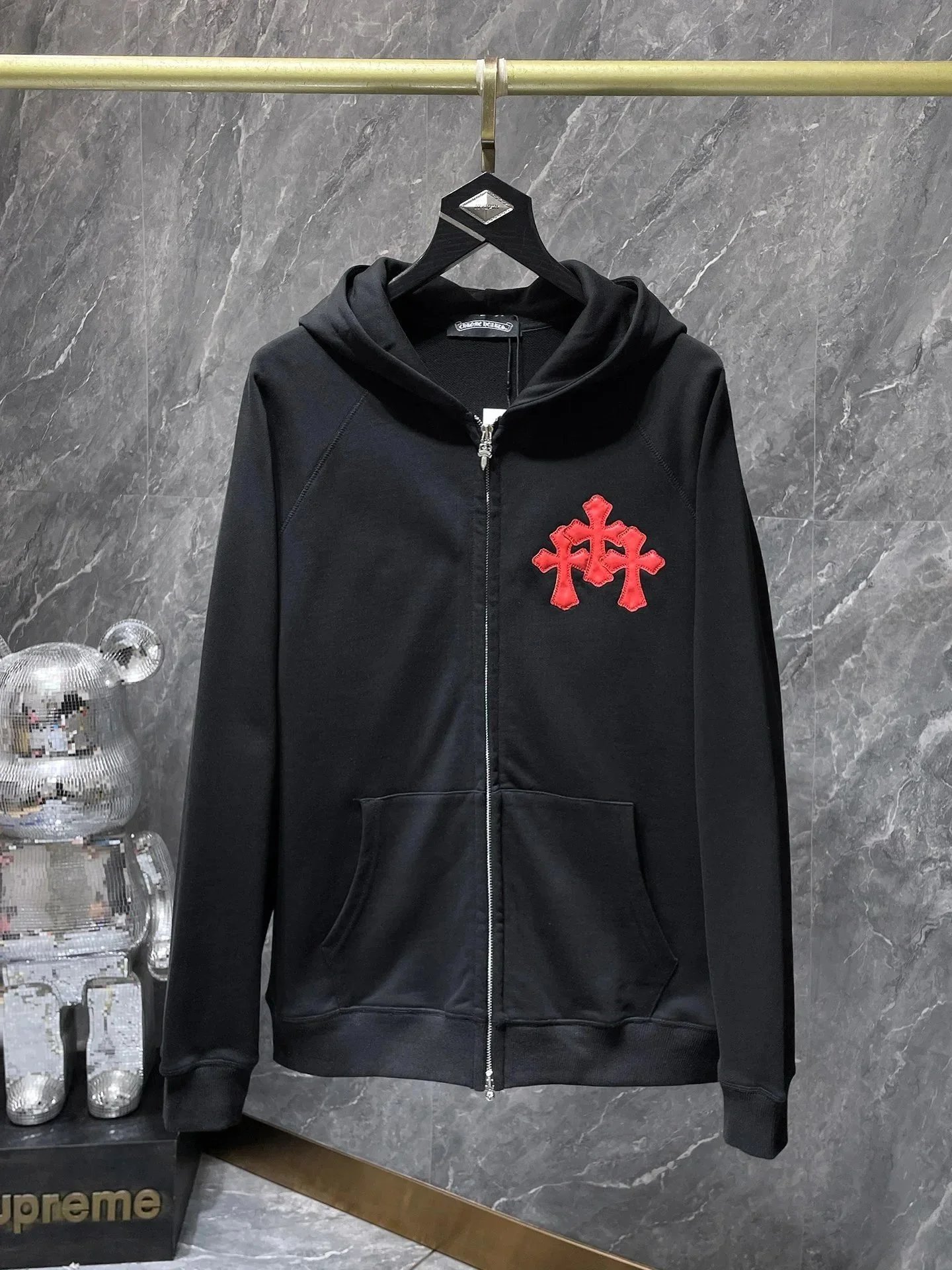 Chrome Hearts Hoodies & Sweatshirts Graphic hooded sweatshirt with cross, horseshoe, and paint-splatter designs — CH-67