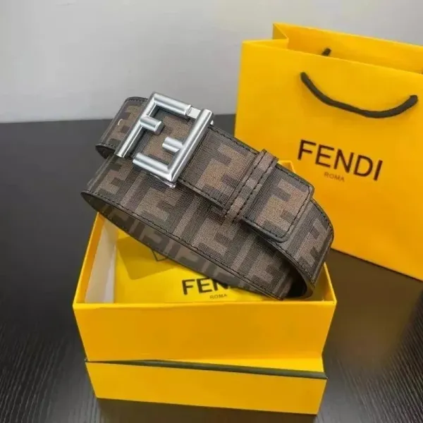 Fendi FF Logo Canvas Belt Brown Multicolor - 1
