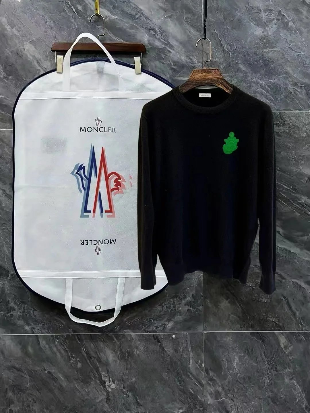 Moncler Knitwear Turtleneck logo-patch knit sweater — 0515032YPC