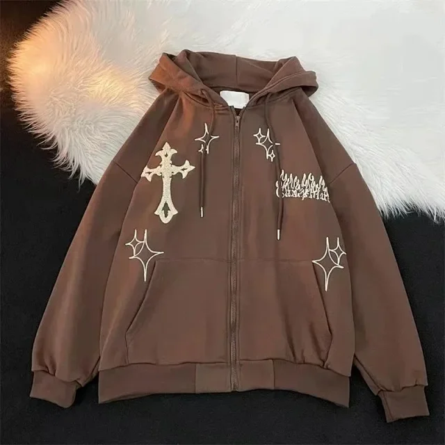 Jenseyo Hoodies & Sweatshirts ALBB Zip-Up Hooded Graphic Sweatshirt product detail image 4