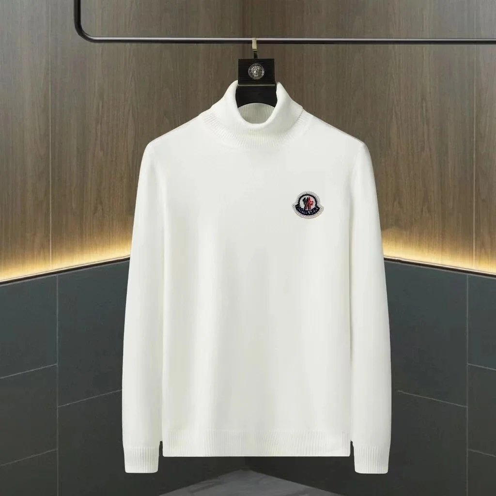 Moncler Knitwear Turtleneck logo-patch knit sweater — 0515005ZX