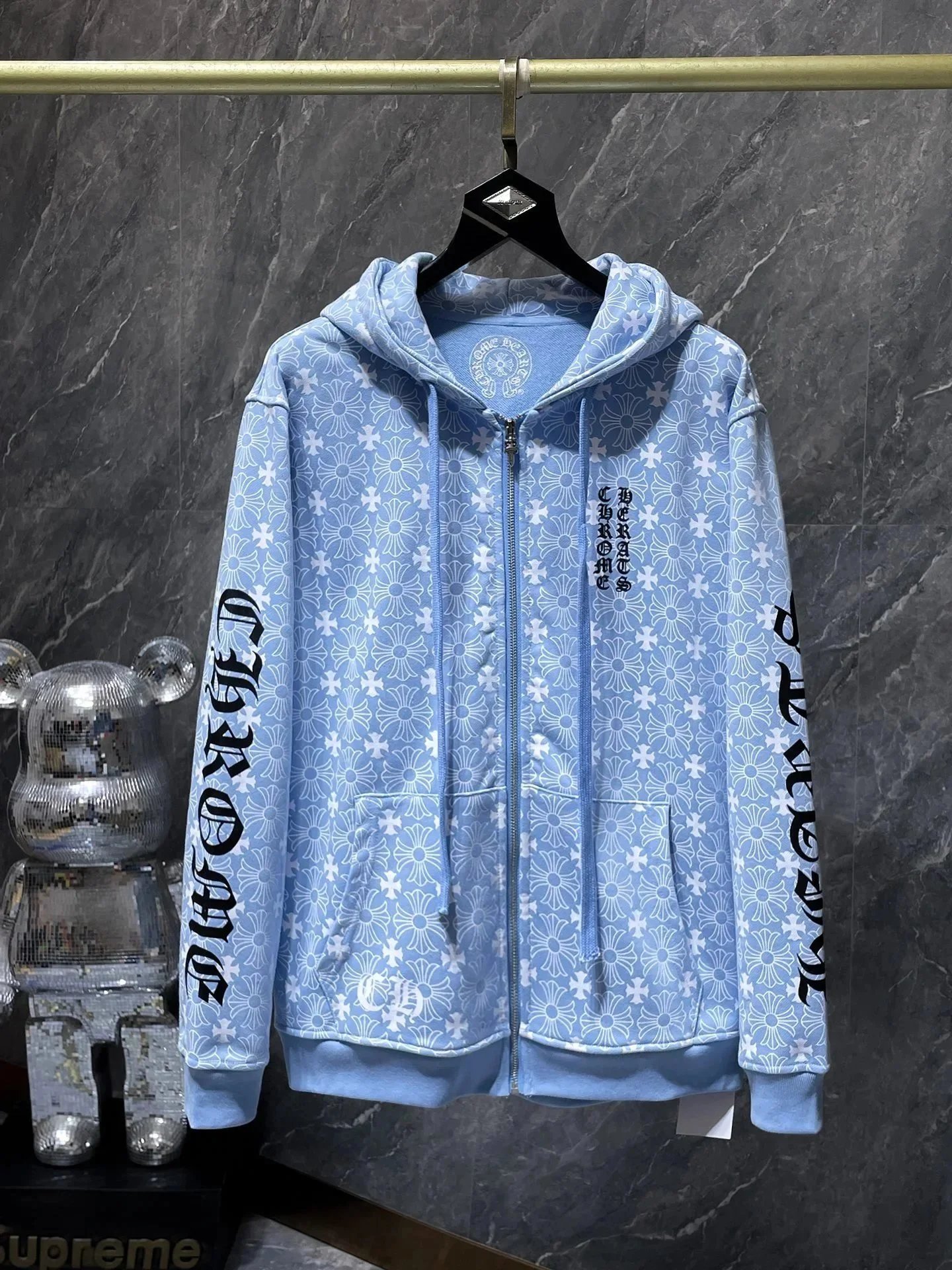 Chrome Hearts Hoodies & Sweatshirts Graphic hooded sweatshirt with cross, horseshoe, and paint-splatter designs — CH-72
