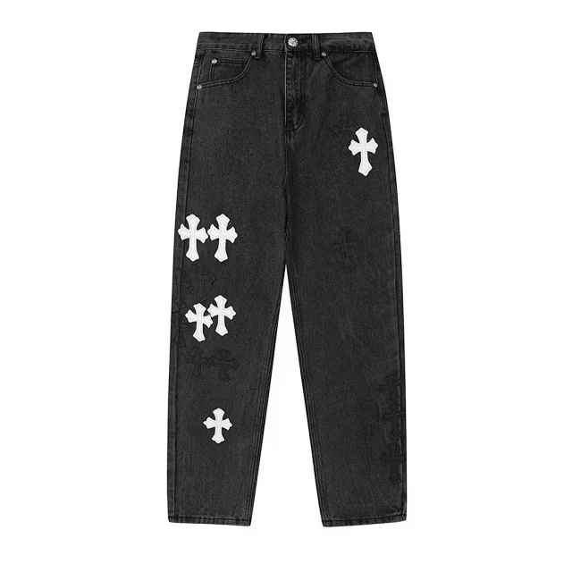 Unbranded Jeans Straight-leg with cross patches and graphic print product detail image 21