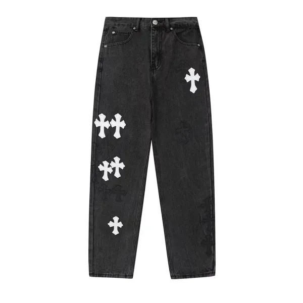 Gallery Dept. Cross-Embroidered Distressed Beige Jeans - 22