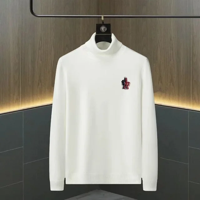 Moncler Knitwear Turtleneck logo-patch knit sweater product detail image 4