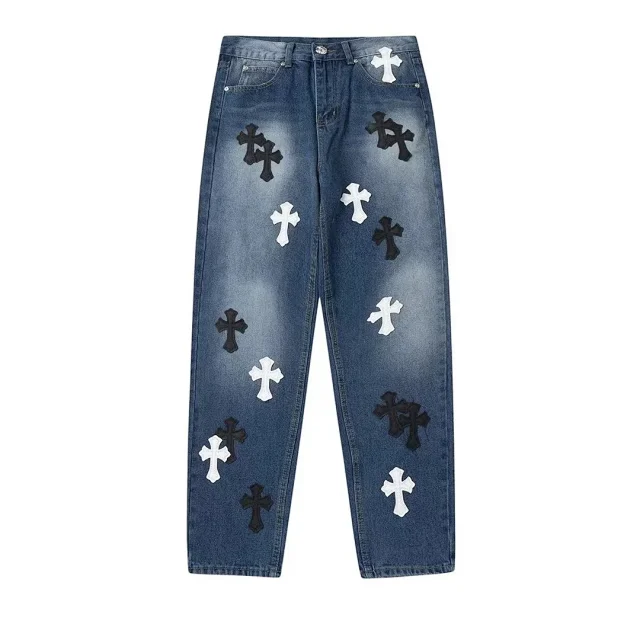 Unbranded Jeans Straight-leg with cross patches and graphic print product detail image 24