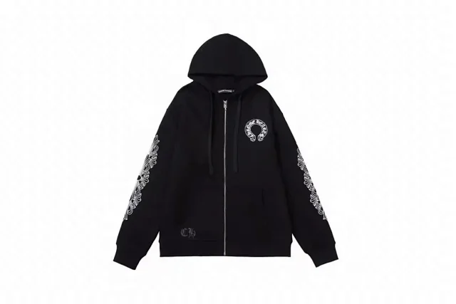 Chrome Hearts Hoodies & Sweatshirts Graphic hooded sweatshirt with cross, horseshoe, and paint-splatter designs product detail image 2