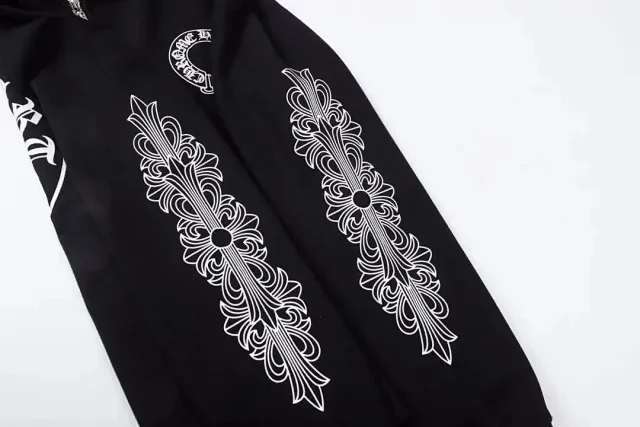 Chrome Hearts Hoodies & Sweatshirts Graphic hooded sweatshirt with cross, horseshoe, and paint-splatter designs product detail image 4