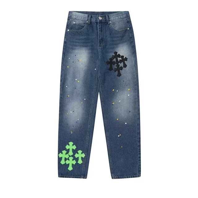 Unbranded Jeans Straight-leg with cross patches and graphic print product detail image 22