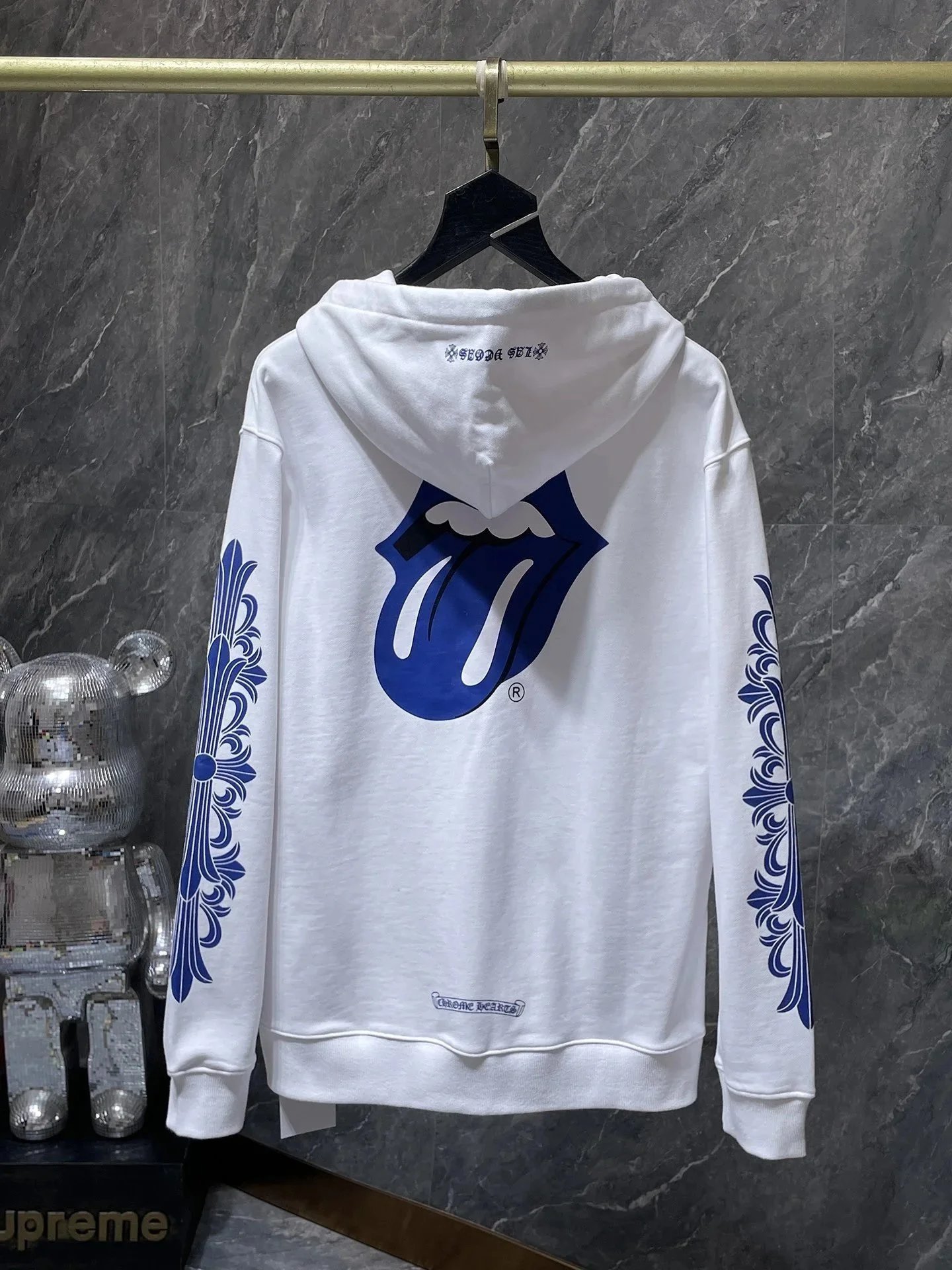 Chrome Hearts Hoodies & Sweatshirts Graphic hooded sweatshirt with cross, horseshoe, and paint-splatter designs — CH-73