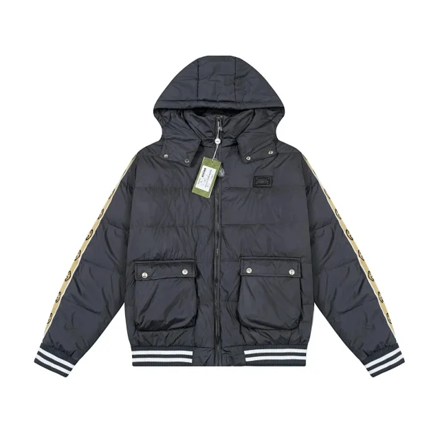 Gucci Down Jackets Hooded quilted jacket with logo detailing product detail image 1
