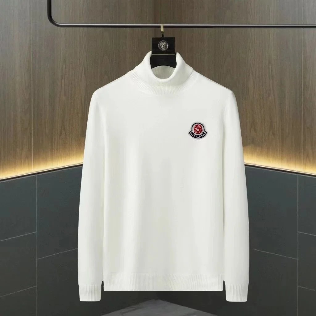 Moncler Knitwear Turtleneck logo-patch knit sweater — 0515004ZX