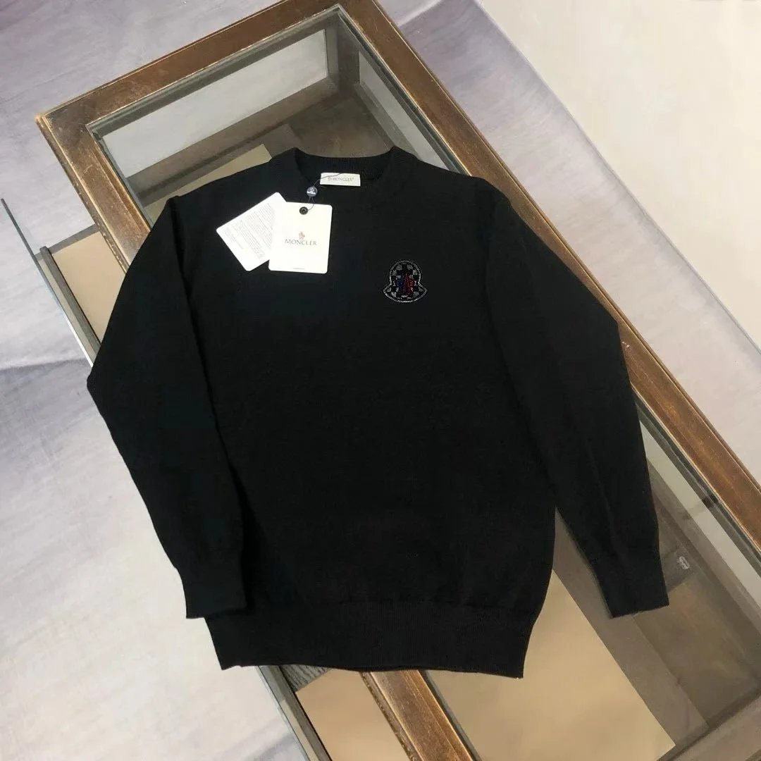Moncler Knitwear Turtleneck logo-patch knit sweater — 0515014YY