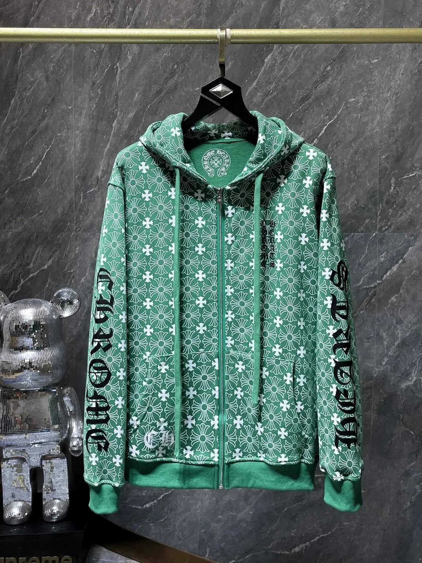Chrome Hearts Hoodies & Sweatshirts Graphic hooded sweatshirt with cross, horseshoe, and paint-splatter designs — CH-70