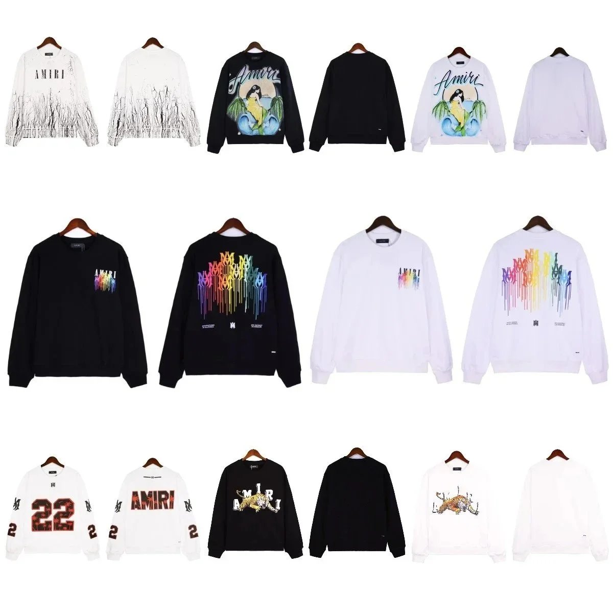 Amiri Black and White Graphic Sweatshirts