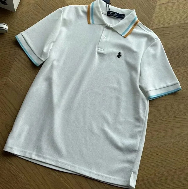 Polo Ralph Lauren Shirts Short-Sleeve Shirt with Striped Tipping product detail image 2