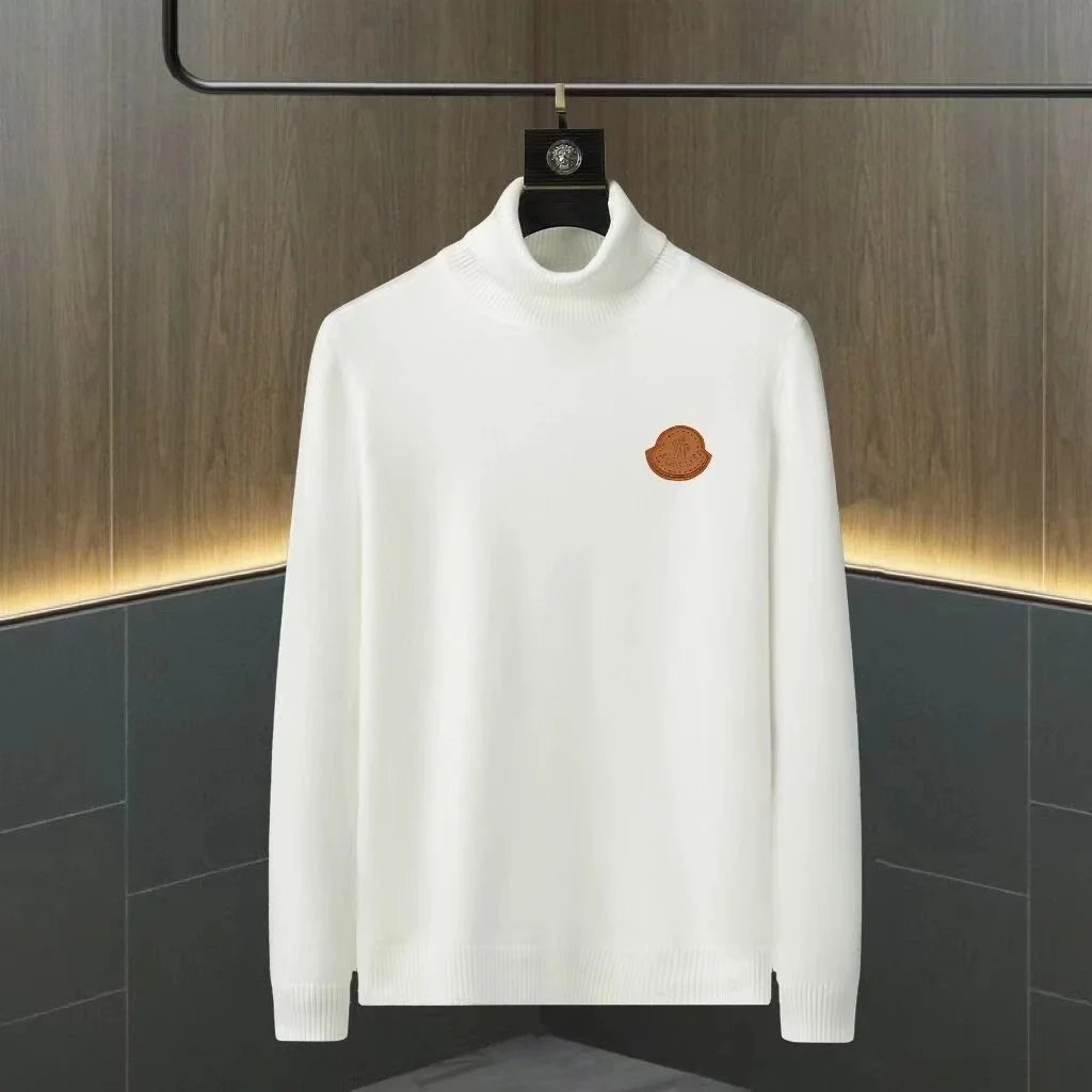 Moncler Knitwear Turtleneck logo-patch knit sweater — 0515002ZX