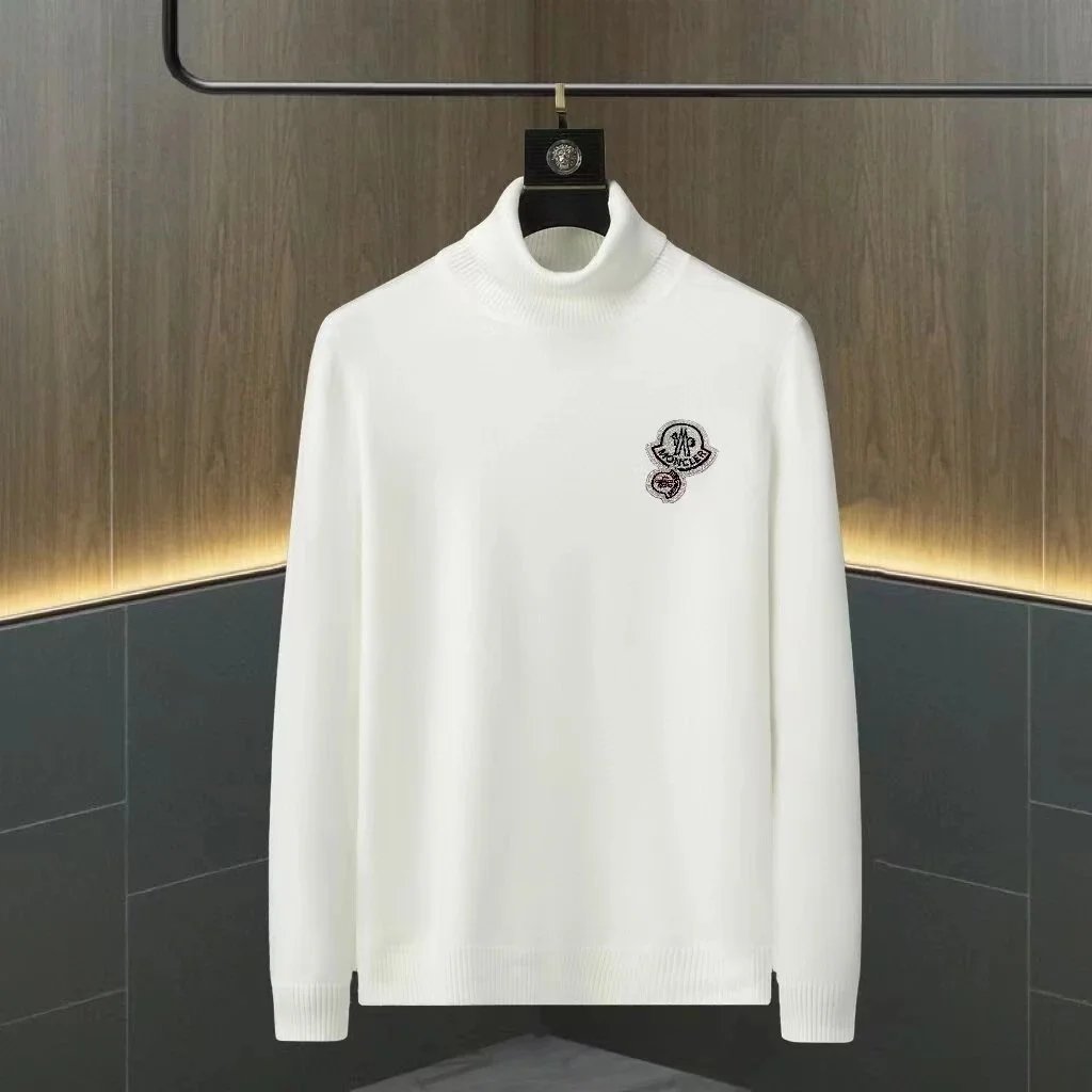 Moncler Knitwear Turtleneck logo-patch knit sweater — 0515007ZX