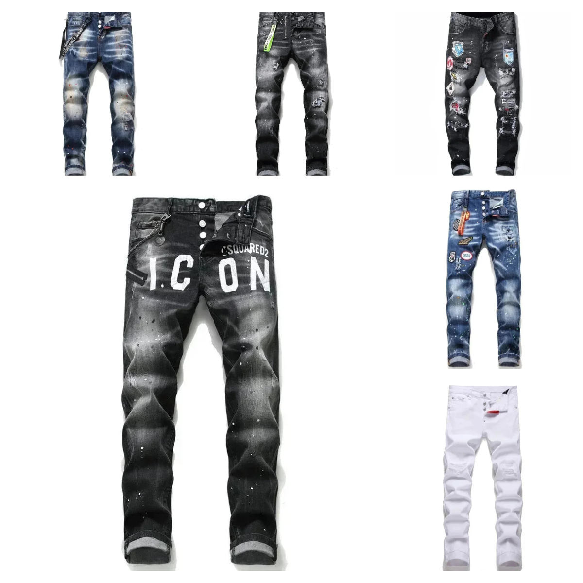 DSquared2 Black Icon Painted Jeans